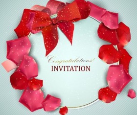 Valentine invitation card with petal vector 02