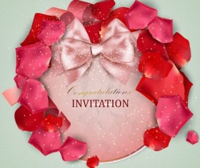 Valentine invitation card with petal vector 04