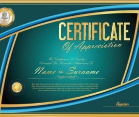 Vector certificate golden template material set 01