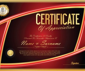 Vector certificate golden template material set 02