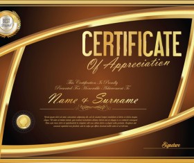 Vector certificate golden template material set 03
