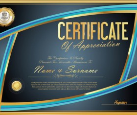 Vector certificate golden template material set 04