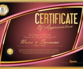 Vector certificate golden template material set 07