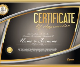 Vector certificate golden template material set 08