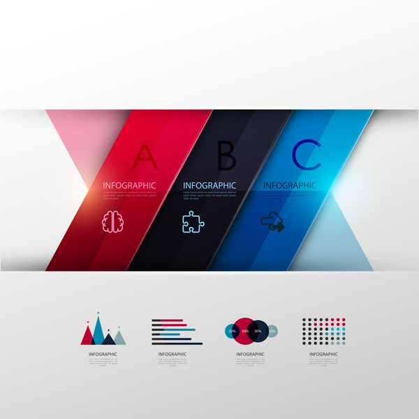 Vector infographic colored template material 01