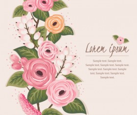 Vintage flower art backgrounds vector 01