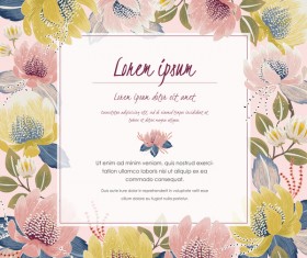 Vintage frame with retro flower vector material 01