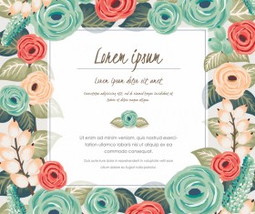 Vintage frame with retro flower vector material 02