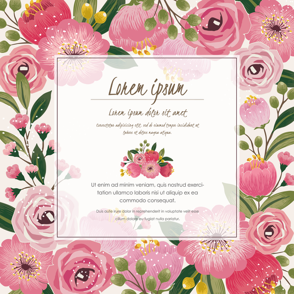 Vintage frame with retro flower vector material 03