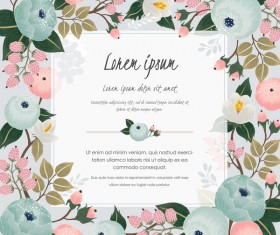 Vintage frame with retro flower vector material 05