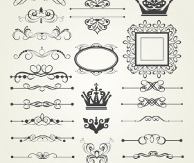 Vintage ornaments and frame with crown vector