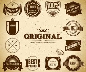 Vintage premium quality labels set vector 02