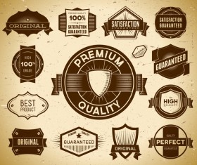 Vintage premium quality labels set vector 03