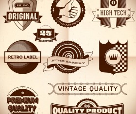 Vintage premium quality labels set vector 04