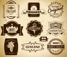 Vintage premium quality labels set vector 05