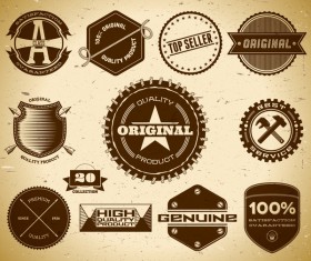 Vintage premium quality labels set vector 07