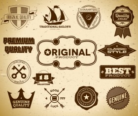 Vintage premium quality labels set vector 08