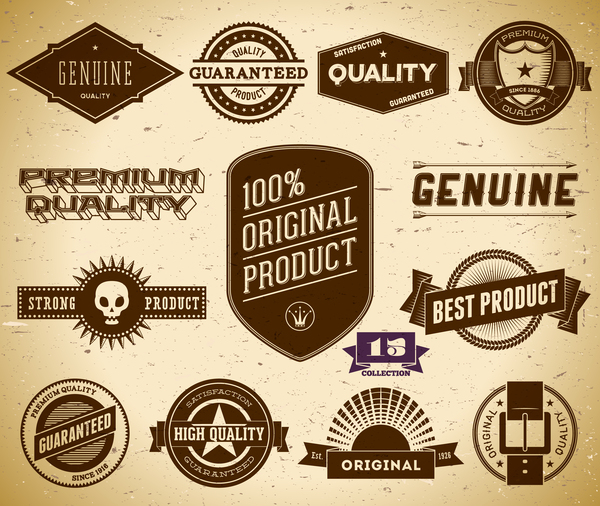 Vintage premium quality labels set vector 10