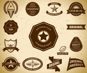 Vintage premium quality labels set vector 12