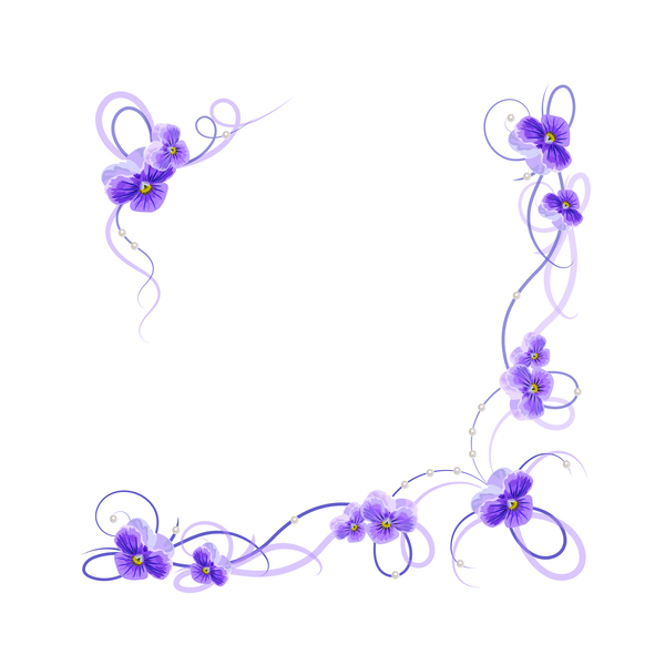 Violet flower with corner decor vector