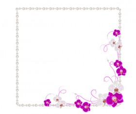 Violet mallow flowers with Jewelry frame vector 01
