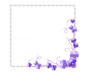 Violet mallow flowers with Jewelry frame vector 02