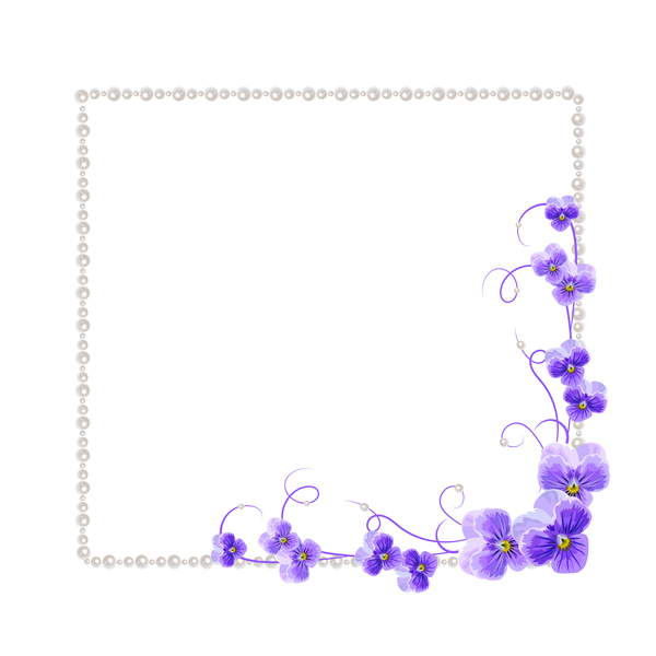 Violet mallow flowers with Jewelry frame vector 02