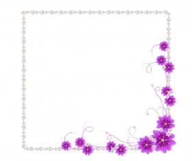 Violet mallow flowers with Jewelry frame vector 03