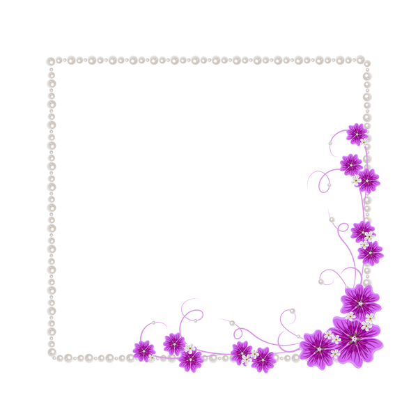 Violet mallow flowers with Jewelry frame vector 03
