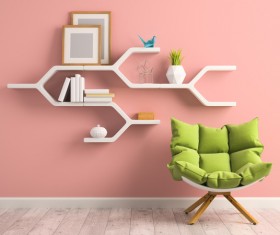 Wall decoration frame with green sofa Stock Photo