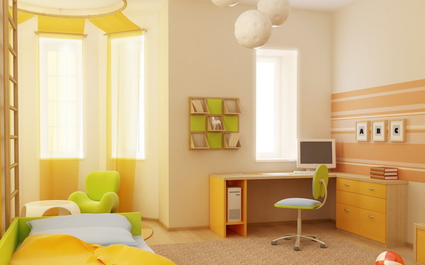 Warmly decorated children's room Stock Photo