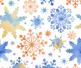 Watecolor snowflake pattern seamless vector 01