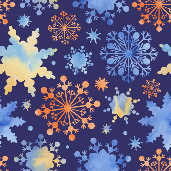 Watecolor snowflake pattern seamless vector 02