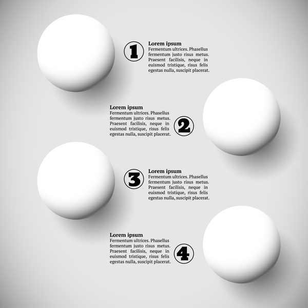 White balls with infographics vectors template 03