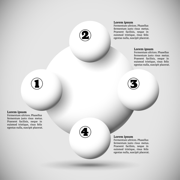 White balls with infographics vectors template 08