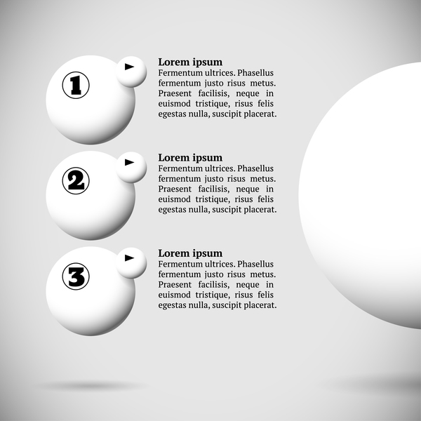 White balls with infographics vectors template 09