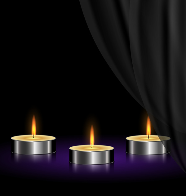 White curtain background with candles vector