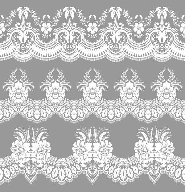 White lace seamless pattern vectors