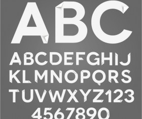 White paper alphabet with number vector graphic