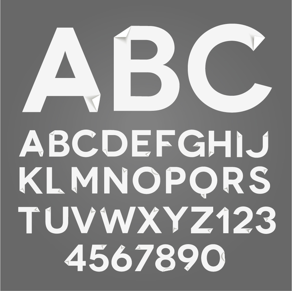 White paper alphabet with number vector graphic