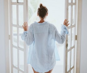 White shirt female backs Stock Photo