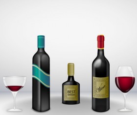 Wine with whisky and glass cup vectors