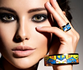 Woman with fashion ring bracelet HD picture