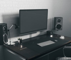 Workplace with computer Stock Photo 01