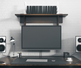 Workplace with computer Stock Photo 03