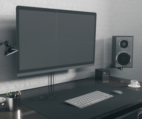 Workplace with computer Stock Photo 04