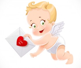 little Cupid with love letter vector material