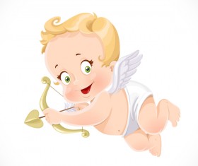 little cupid aiming an arrow with white background vector