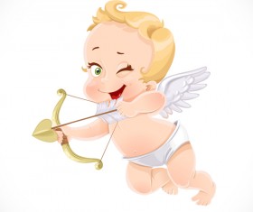 little cupid shoots bow vector