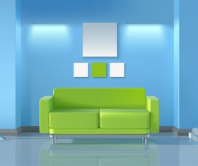 living room interior design vector 01